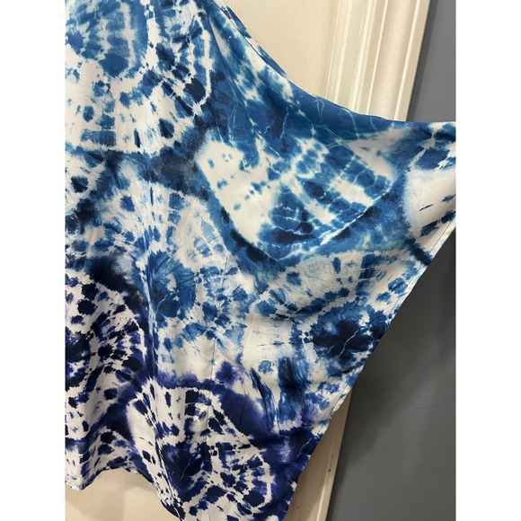 Belle by Kim Gravel Blue Tie Dye Kaftan Poncho Top XL V-Neck Kimono Sleeve XL - Picture 4 of 6